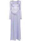 Christopher Esber Ribbed Cowl Hip Dress Lavender In Purple