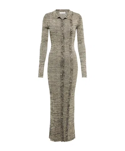 Christopher Esber Ribbed Long-sleeved Dress In Multi