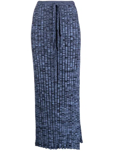 Christopher Esber Ribbed Marl-knit Maxi Skirt In Blue