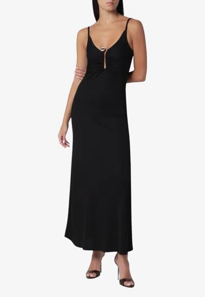Christopher Esber Ribbed Stretch Midi Dress In Brown