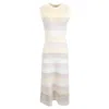 Christopher Esber Ribbed Striped Cut-out Maxi Dress In Beige Wool In Multi