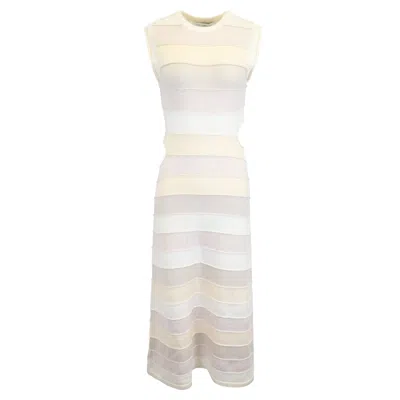 Christopher Esber Ribbed Striped Cut-out Maxi Dress In Beige Wool In Neutral