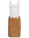 Christopher Esber Ribbed Suede Dress In White
