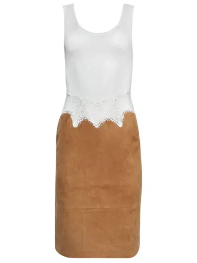 Christopher Esber Ribbed Suede Dress In White
