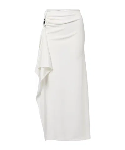 Christopher Esber Ribbed-knit Draped Maxi Skirt In White