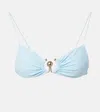 Christopher Esber Ring-detail Ruched Bikini Top In Blue