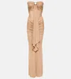 Christopher Esber Ring-detail Ruched Cutout Maxi Dress In Neutrals