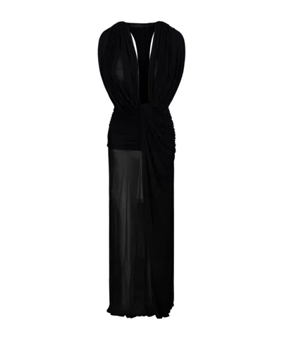 Christopher Esber Ripple Drape Asymmetric Gown In Black