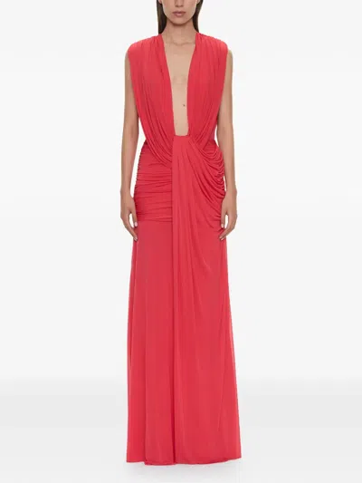 Christopher Esber Womens Watermelon Ripple Drape Jersey Gown In Red