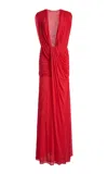 Christopher Esber Ripple Drape Jersey Gown In Red