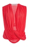 Christopher Esber Ripple Drape Jersey Top In Red