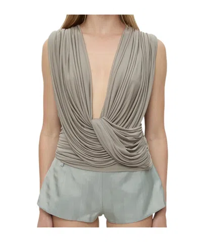 Christopher Esber Ripple Drape Top In Gray