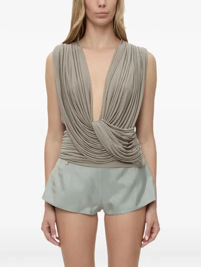 Christopher Esber Ripple Drape Top In Gray