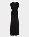 Christopher Esber Ripple Draped Double-layer Gown In Black