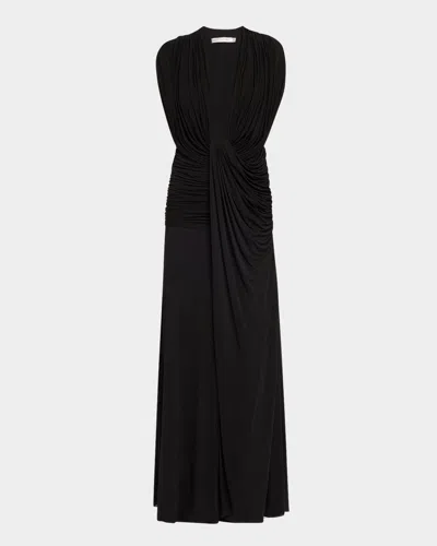 Christopher Esber Ripple Draped Double-layer Gown In Black