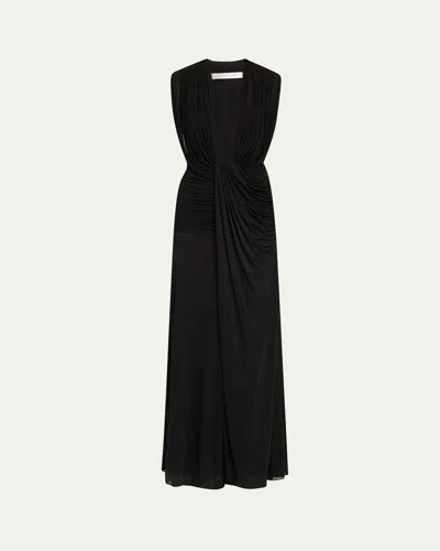 CHRISTOPHER ESBER RIPPLE DRAPED DOUBLE-LAYER GOWN
