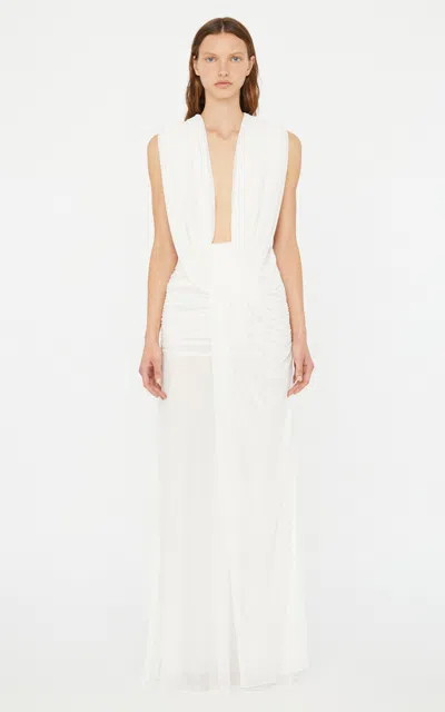Christopher Esber Ripple Draped Gown In White