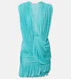 Christopher Esber Ripple Draped Jersey Minidress In Blue