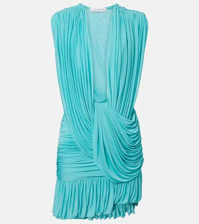 Christopher Esber Ripple Draped Jersey Minidress In Blue