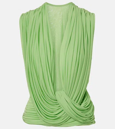 Christopher Esber Ripple Draped Jersey Top In Green