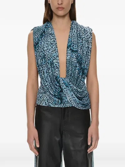 Christopher Esber Ripple Draped Top In Blue