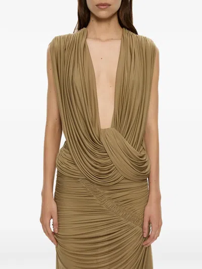 Christopher Esber Ripple Draped Top In Brown