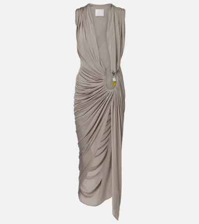 Christopher Esber Ripple Embellished Draped Jersey Gown In Gray