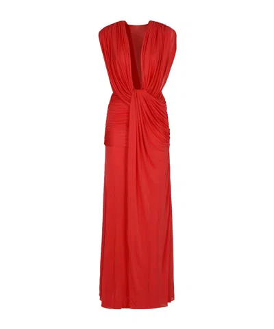 Christopher Esber Ripple Ruched Draped Maxi Dress In Red