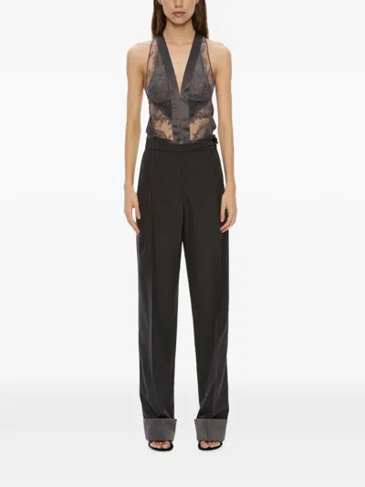 Christopher Esber Rowan Sateen-cuffed Trousers In Black