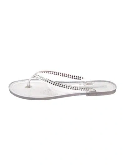 Pre-owned Christopher Esber Rubber Crystal Embellishments Flip Flops In Clear