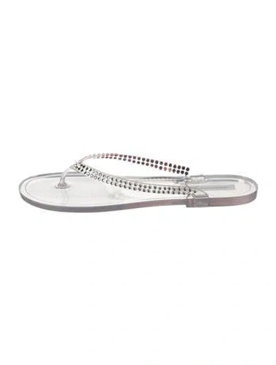 Pre-owned Christopher Esber Rubber Crystal Embellishments Flip Flops W/ Tags In Clear