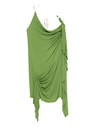 Christopher Esber Ruched Asymmetric Dress In Green