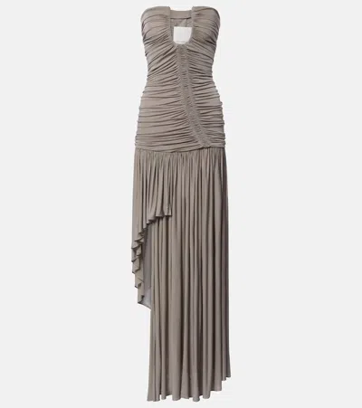 Christopher Esber Ruched Asymmetric Midi Dress In Gray