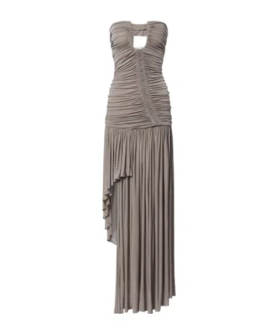 Christopher Esber Ruched Asymmetric Midi Dress In White