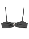 Christopher Esber Gray Ruched Prong Bandeau Bikini Top In Grey