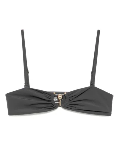 Christopher Esber Ruched Bandeau Bikini Top In Grau