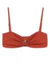 Christopher Esber Ruched Bandeau Bikini Top In Orange
