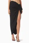 Christopher Esber Cadence Ruched Maxi Split Skirt In Black In Black
