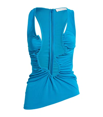 Christopher Esber Ruched Cut-out Wave Top In Blue