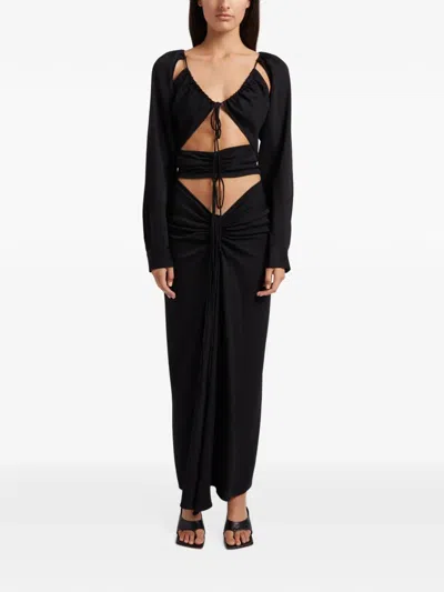 Christopher Esber Ruched Cutout-detail Maxi Dress In Black