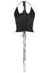 Christopher Esber Ruched Disconnect Halter Top In Black
