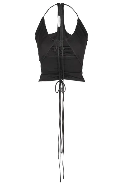 Christopher Esber Ruched Disconnect Halter Top In Black