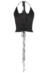 Christopher Esber Ruched Disconnect Halter Top In Black