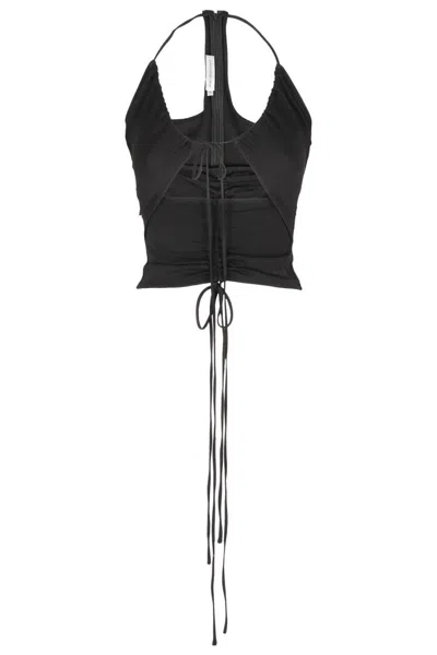 CHRISTOPHER ESBER RUCHED DISCONNECT HALTER TOP