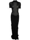 Christopher Esber Fusion Ruched Faille T-shirt Gown In Black