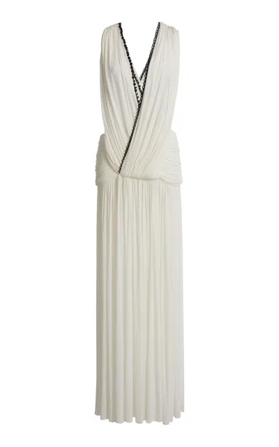 Christopher Esber Ruched Jersey Maxi Dress In Black,white