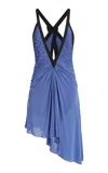 Christopher Esber Ruched Jersey Mini Dress In Blue