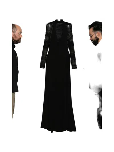 Christopher Esber Ruched Long-sleeve Midi Dress In Black