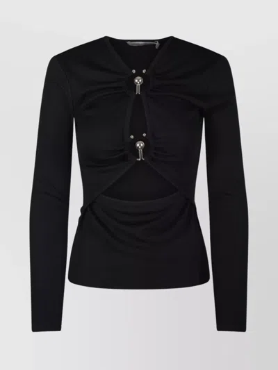 CHRISTOPHER ESBER RUCHED LONG SLEEVE TOP CUT-OUTS