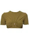 Christopher Esber Ruched Orbit Crop Swim T-shirt In Brown
